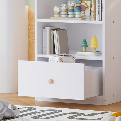 Boekenkast – Boekenkastje – Opbergkast – Wandkast – Dressoir – Wit – Stil Schuiflade – 3-Lagen Opbergruimte – Vrijstaand Zonder Stroom