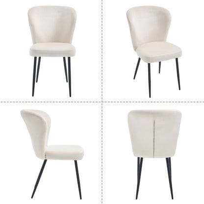 4 Dining Chairs Set, Modern Kitchen Chairs with Velvet Fabric and Metal Legs, Suitable for Dining Room, Kitchen, Living Room, Bedroom, Classic Style, Armless Design, Solid Back, No Electricity Needed, Easy to Clean, Dining Ro