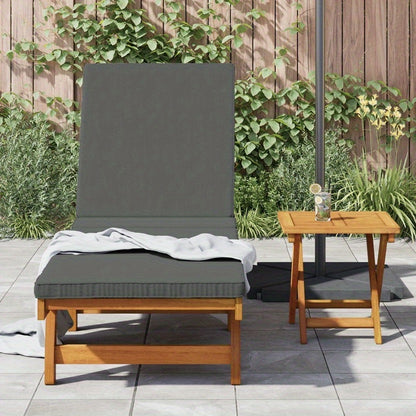 Relaxstoel Outdoor – Tuinstoel Lounge Stoel Ligstoel Tuinmeubel – Ergonomisch Design – Verstelbare Rugleuning – Donkergrijs Kussen – Recycled Houten Frame – Mobiel & Compact