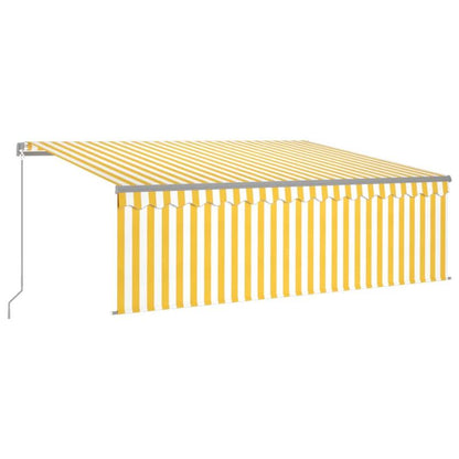 Handmatige Luifel – Zonnescherm – Markies – Overkapping – Zonwering – Geel – 4x3 Meter – Integraal Rolgordijn – Stevig Metaal