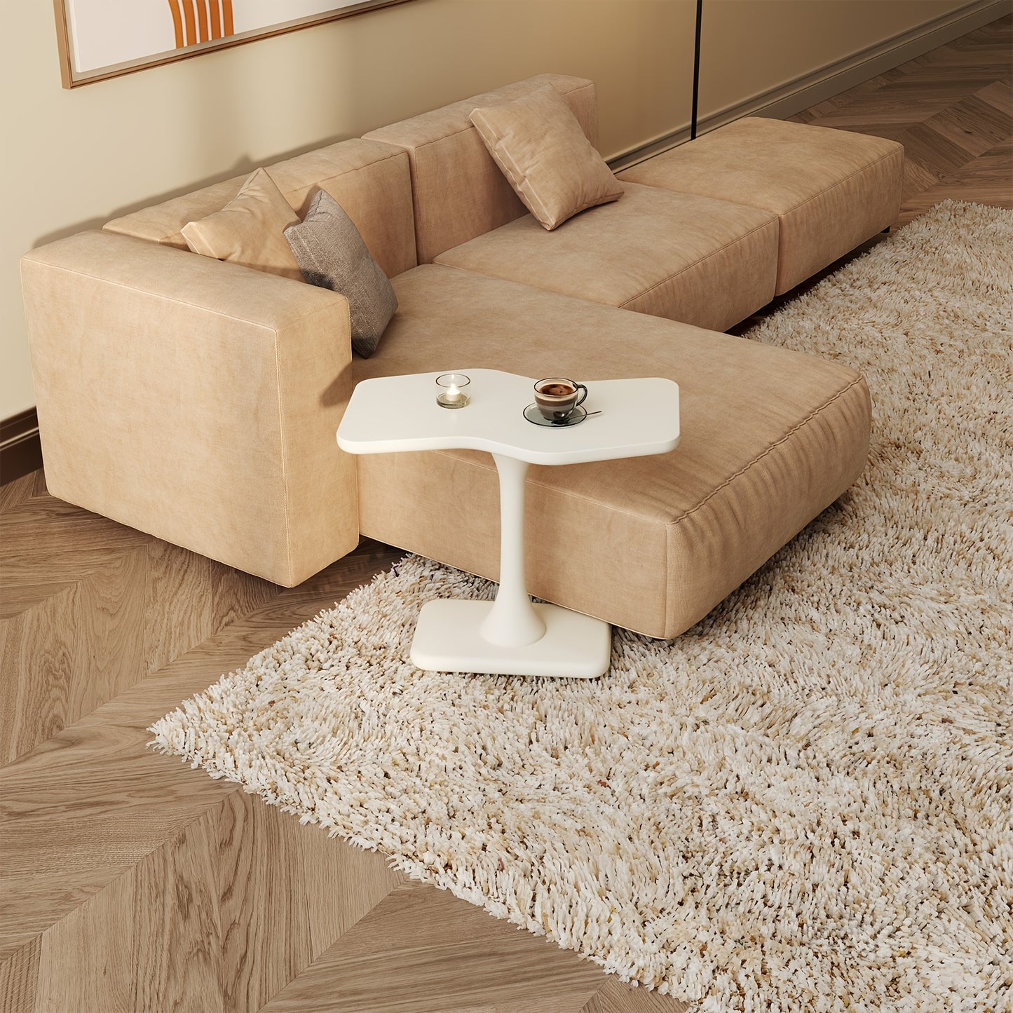 Salontafel – Bijzettafel – Koffietafel – Nachttafel – Sidetable – Melkwit – Compact Formaat – Duurzaam Hout