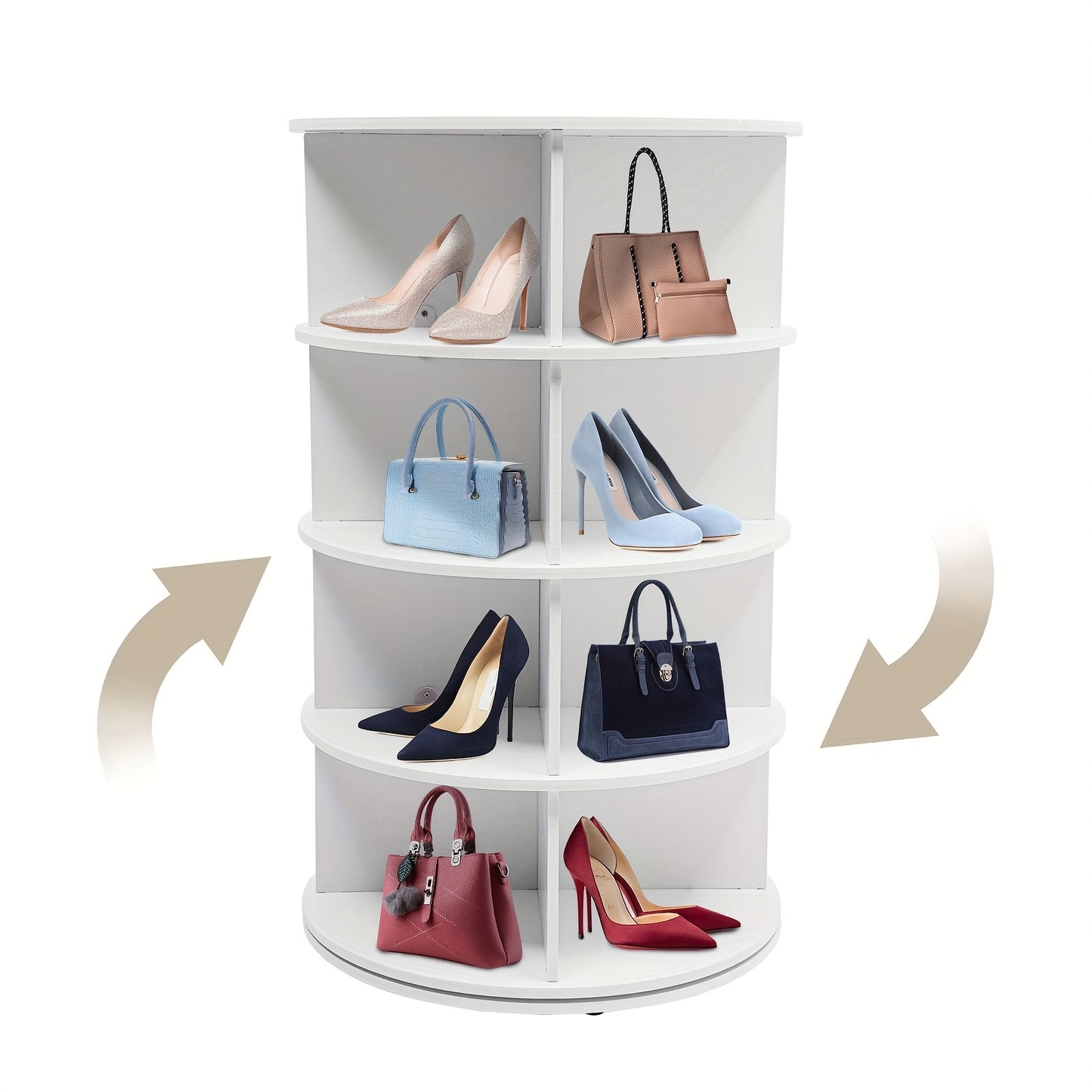 Draaibare Schoenenrek – Schoenenorganizer – Schoenenkast – Schoenentoren – Schoenenstandaard – 4-Lagen – 360° Rotatie – Wit – Vrijstaand – Compact – Duurzaam PVC