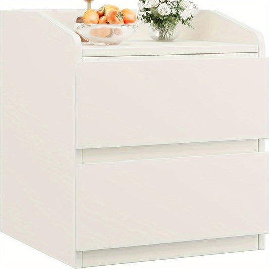 Nachtkastje – Bijzettafel – Ladekast – Opbergkast – Slaapkamerkast – Wit – Modern Design – 2 Lades – MDF Hout – Hoogte 69 cm – Compact & Duurzaam