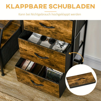 Rustic Brown Steel Frame Chest of Drawers Storage Cabinet with 3 Drawers – Classic Style, Freestanding Design for Bedroom & Living Room Organization, Easy Assembly, 3.2+ Cubic Feet Capacity, Storage Furniture, Classic Aesth
