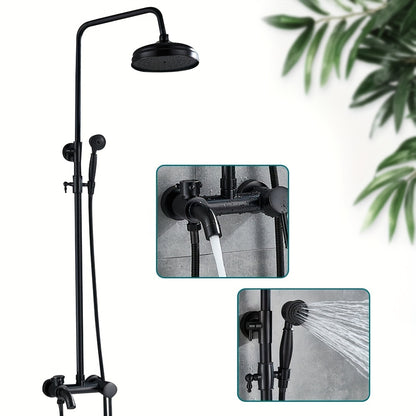 Black Adjustable Shower Faucet Set Shower Set Rain Shower Shower System Shower Fitting Wall Mounting Traditional Retro