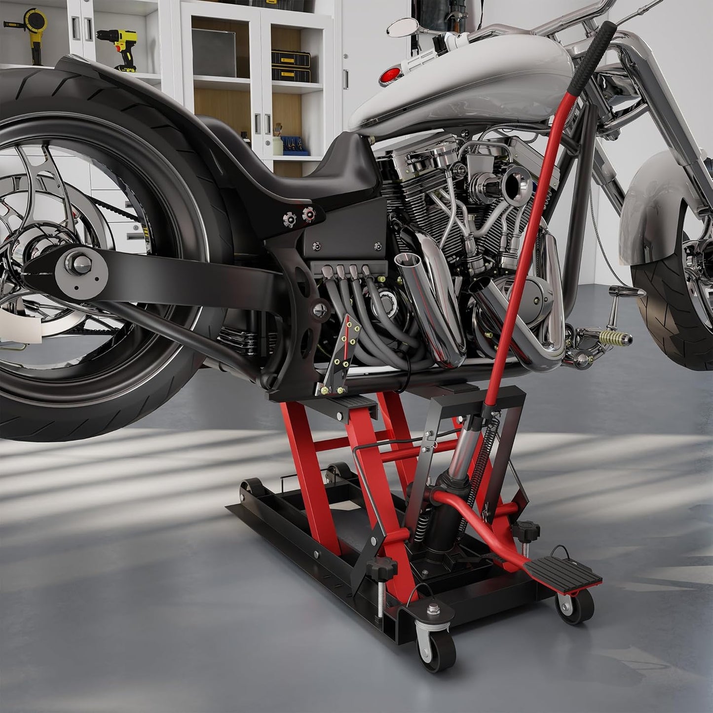 Motorfietsbrugwagen – Motorlift – Hydraulische Motorlift – Motorhefbrug – Motor Tilplatform – Draagvermogen 680 kg – Inklapbaar Ontwerp met Wieltjes