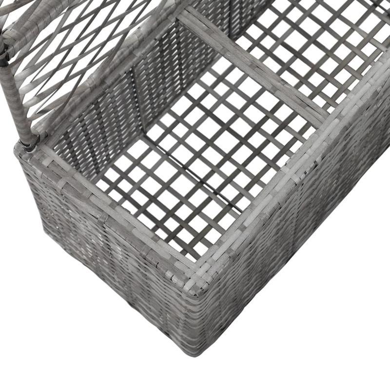 High quality flower rackRaised Trellis Bed 3 Pots 83x30x130cm Polyrattan Gray