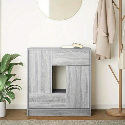 Sidetable – Sidetable Met Laden – Opbergkast – Kastje – Dressoir – Grijs – Massief Pijnhout – Compacte Afmetingen 70,5x34x74,5 cm
