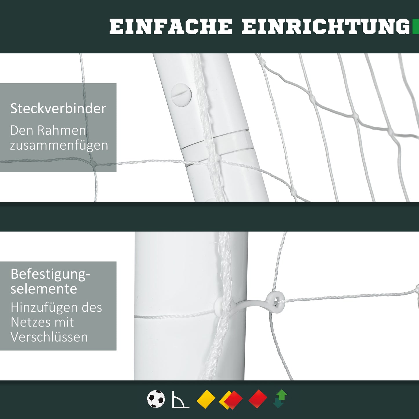 Voetbaldoel – Voetbalgoal – Doeltje – Voetbalnet – Trainingsdoel – Wit Kunststof Frame – Robuust Net – Praktisch Scharnier – 300x120x200 cm