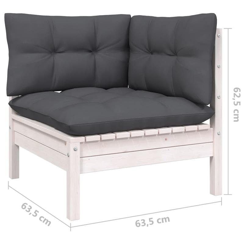 Loungeset – Tuinmeubelset – Buitenmeubels – Loungeset Buiten – Wit – Witte Dennenhout – Comfortabele Kussens – Flexibele Opstelling