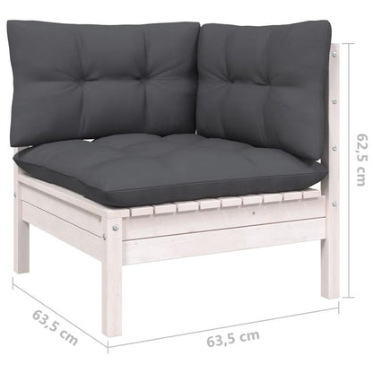 Loungeset – Tuinmeubelset – Buitenmeubels – Loungeset Buiten – Wit – Witte Dennenhout – Comfortabele Kussens – Flexibele Opstelling