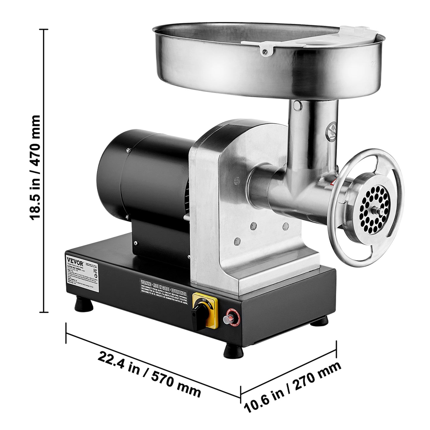 Vleesmolen – Vleesmaler – Gehaktmolen – Worstmaker – Elektrische Molens – Roestvrij Staal – Krachtige 750W Motor – 6,5 kg/min Malen