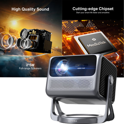 Smart Projector – Mini Beamer – Home Cinema Beamer – Draagbare Projector – WiFi Projector – Android TV 11.0 – 600 ANSI Lumen – Native Full HD 1080p met 4K Ondersteuning