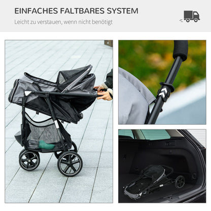 Hondenbuggy – Dierenwagen – Wandelwagen – Huisdierenwagen – Opvouwbare Buggy – Tot 10 kg Draagvermogen – Inclusief Regenhoes