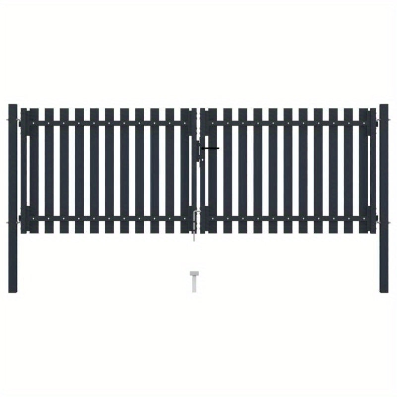 Dubbele Stalen Poort – Tuinpoort – Veiligheidshek – Afscheidingshek – Buitenhek – Duurzaam Staal – 306x125 cm Anthraciet