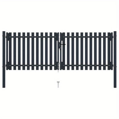 Dubbele Stalen Poort – Tuinpoort – Veiligheidshek – Afscheidingshek – Buitenhek – Duurzaam Staal – 306x125 cm Anthraciet