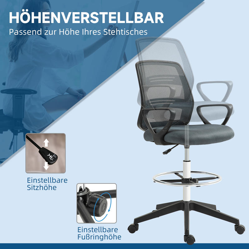 Ergonomische Bureaustoel – Kantoorstoel – Werkstoel – Bureaustoel Met Lendensteun – Draaistoel – Verstelbare Zithoogte – Ademend Mesh Met Voetensteun