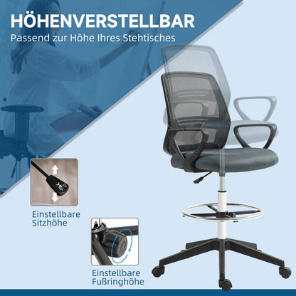 Ergonomische Bureaustoel – Kantoorstoel – Werkstoel – Bureaustoel Met Lendensteun – Draaistoel – Verstelbare Zithoogte – Ademend Mesh Met Voetensteun