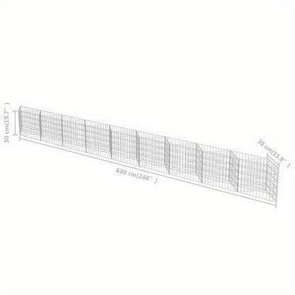 Gabion muur – Steenkorf – Tuinwand – Metaalwand – Stalen Omheining – Gegalvaniseerd Staal – Afmeting 630x30x50 cm – Duurzaam en Weerbestendig