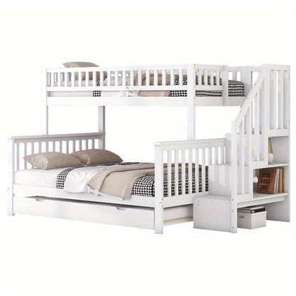 Witte Metaal Hoogslaper – Loftbed – Stapelbed – Stapelbed met Lade – Stalen Bedframe – Twin/Full 90x200 & 140x200cm – Ruimtebesparend Ontwerp – Stevig Metalen Constructie