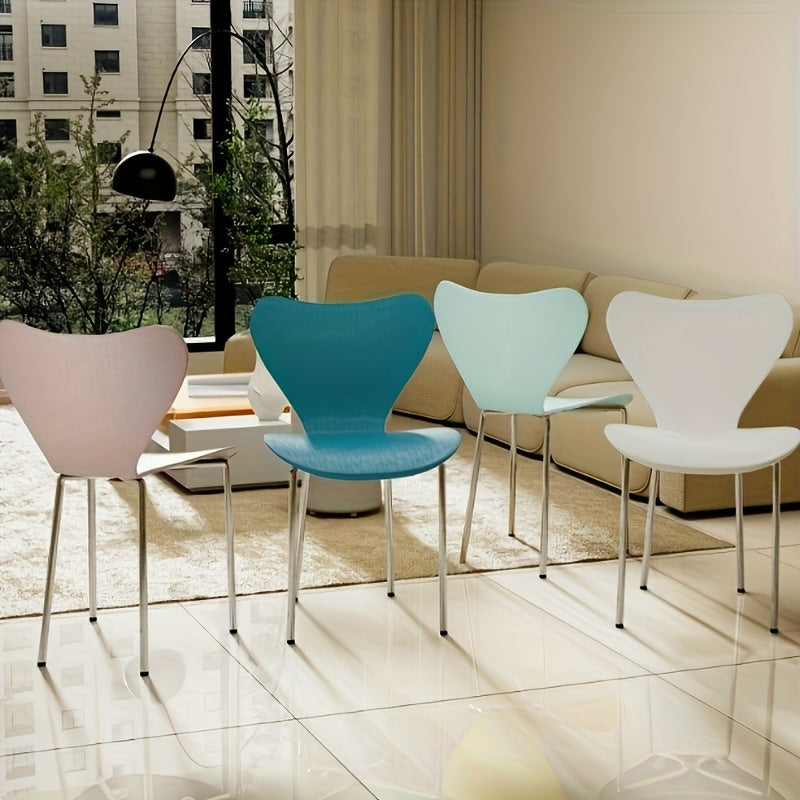 Stoelen – Eetkamerstoelen – Bureaustoelen – Kuipstoelen – Stapelbaar – Ruimtebesparend – Gemaakt Van Duurzaam Kunststof – Set Van 4 In Vier Kleuren (Wit, Blauw, Roze, Groen)
