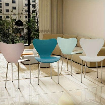 Stoelen – Eetkamerstoelen – Bureaustoelen – Kuipstoelen – Stapelbaar – Ruimtebesparend – Gemaakt Van Duurzaam Kunststof – Set Van 4 In Vier Kleuren (Wit, Blauw, Roze, Groen)