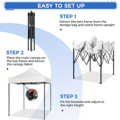 2×2m Pop Up Tent, Folding Gazebo, No Side Walls, With Portable Bag, Easy To Set Up, Height Adjustable, Small Volume For Easy Carrying, Oxford Cloth, Commercial Canopy, Suitable For Camping, Market Stalls, Parties, Beaches, C