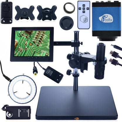 Digitale Microscoop met 8 Inch HD Display – Verstelbare Vergroting 0-500X, 56 LED-Ringverlichting, Ingebouwde Camera, Foto/Video Functie en Verstelbare Standaard voor Educatie, Reparatie en Hobby