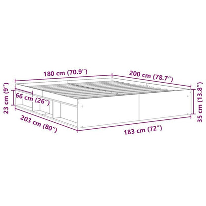 Bedframe – Bed – Bedbodem – Platformbed – Slaapbank – Modern Design – Massief Hout – King Size 180x200 cm – Stevig en Eenvoudig te Monteren – Grijs