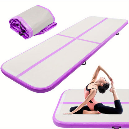 10FT PVC Air Mat | 3m×1m×10cm Inflatable Tumbling Gymnastics Mat for Yoga Training, Solid Color in, Purple, Fluorescent Green - Youyijia
