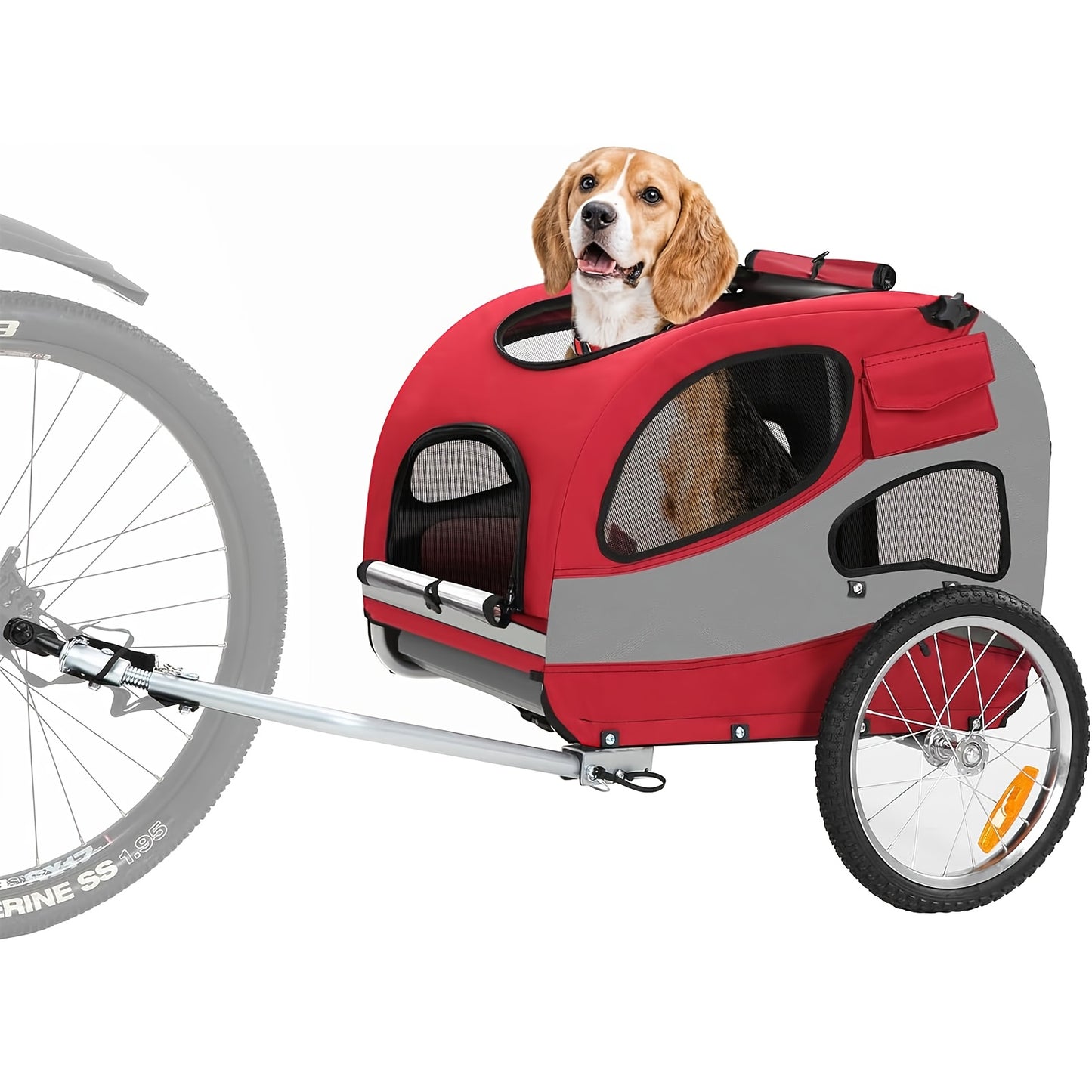 Fietskar Honden – Hondenkar – Fietsaanhanger Hond – Hondentrailer – Fietskooi Honden – Opvouwbaar – Veilig Met Reflectoren – Voor Kleine En Middelgrote Honden – Met Zacht Kussen – Rood M