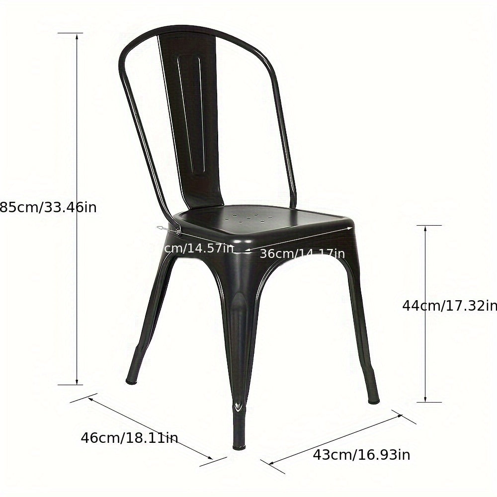 Eetkamerstoelen – Stoelen – Kuipstoelen – Keukenstoelen – Woonkamerstoelen – Industrieel Design – Geverfd Metalen Frame – Set Van 4 – Mat Zwart – Stevig & Duurzaam