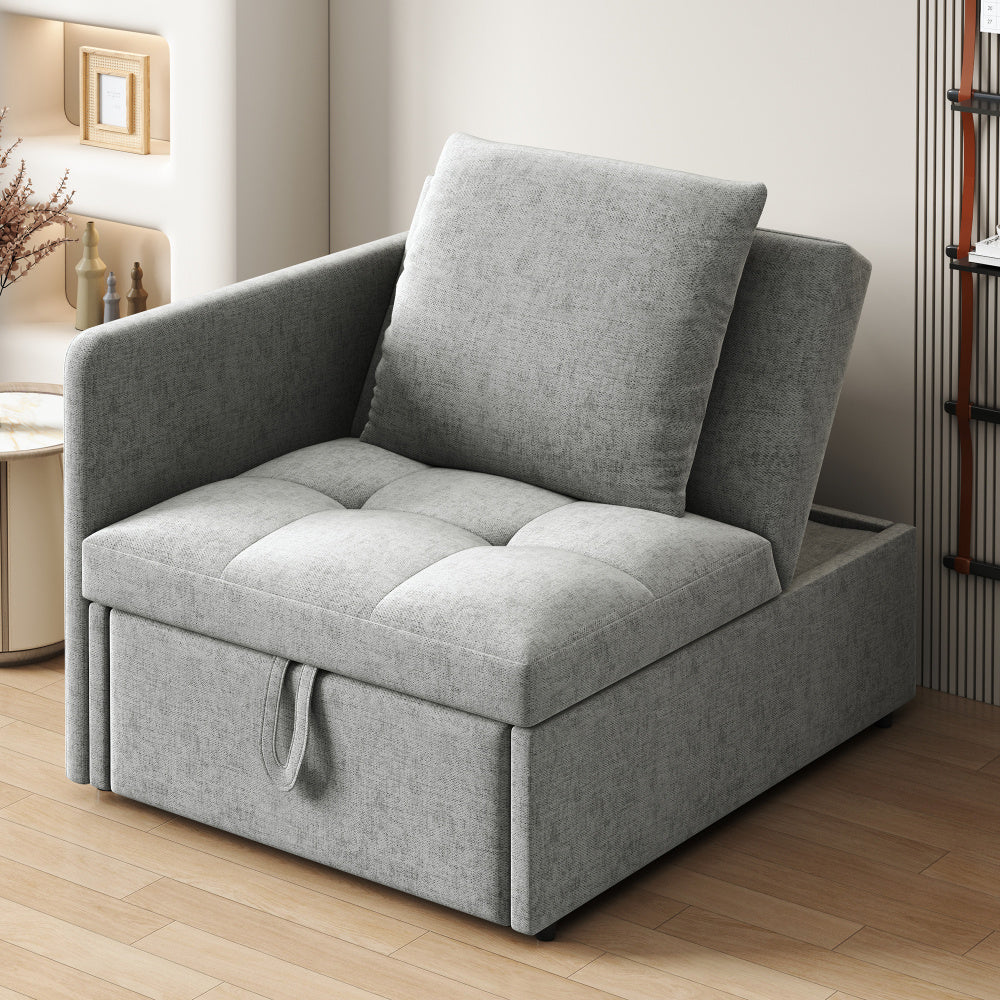 Bedbank – Slaapbank – Bankbed – Sofa Bed – Logeerbed – Gestoffeerd Linnen – Verstelbare Rugleuning – 3-in-1 Multifunctioneel