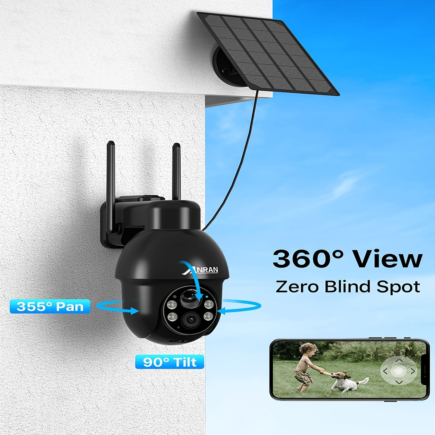 Beveiligingscamera – Solar Camera – Draadloze Camera – Outdoor Camera – IP Camera – 2 Stuks – 360° Pan & Tilt – Full-Color Nachtzicht
