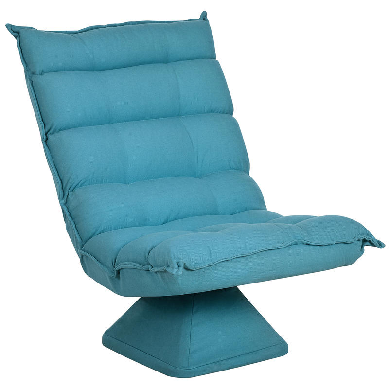 Ligstoel – Loungestoel – Relaxstoel – Tuinstoel – Draaistoel – Verstelbare Rugleuning – 360° Draaibaar – Zacht Gevoerd – Met Metaal Frame