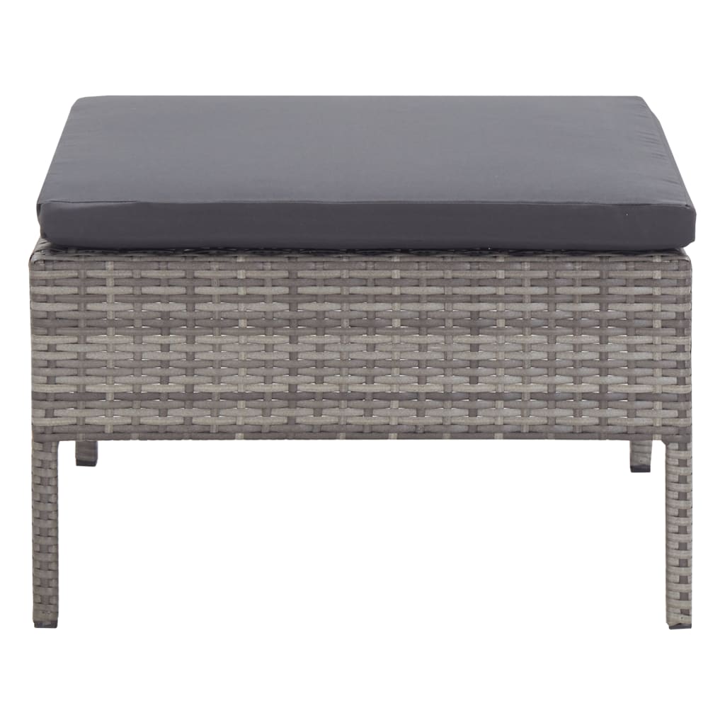 Loungebank – Loungeset – Tuinbank – Tuinmeubel – Balkonbank – Weerbestendig PE Rattan – Stevig Stalen Frame – 3-delig – Inclusief Comfortabele Kussens – Grijs