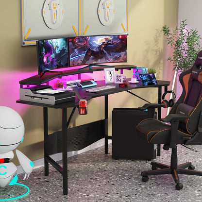 Gaming Bureau – Gamingbureau – Game Desk – Computer Tafel – Gaming Tafel – Met Bekerhouder & Hoofdtelefoonhaak – Stevig MDF Metalen Constructie – Minimaal 27 Inch Hoogte