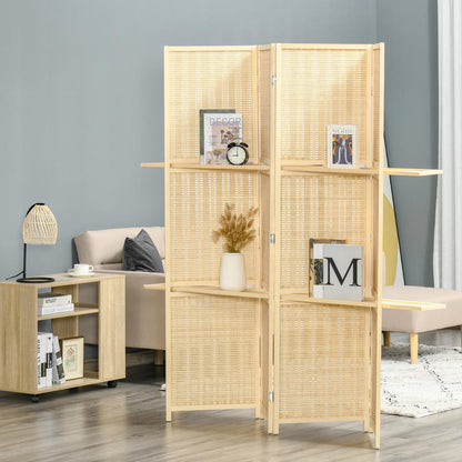 Kamerscherm – Roomdivider – Scheidingswand – Paravent – Kamerscheiding – Bamboe – 2 Planken – Opvouwbaar – Voetbeschermers – Natuurlijk Design