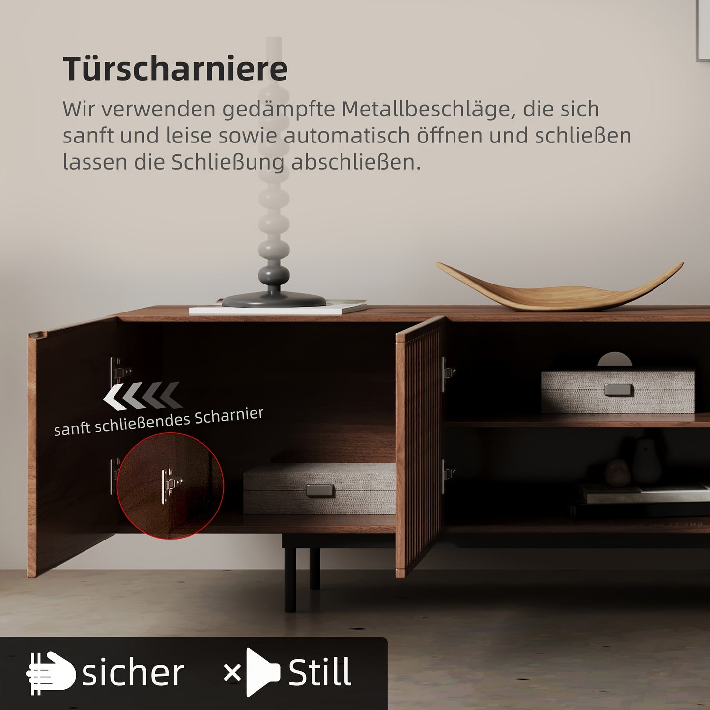 Tv Meubel – Tv Kast – Tv Lowboard – Tv Dressoir – Tv Cabinet – 240 cm Breed – Walnoot Houten Plank