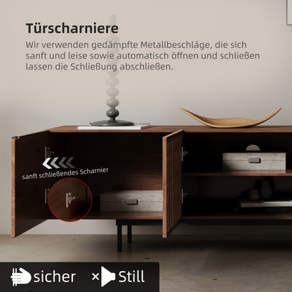 Tv Meubel – Tv Kast – Tv Lowboard – Tv Dressoir – Tv Cabinet – 240 cm Breed – Walnoot Houten Plank