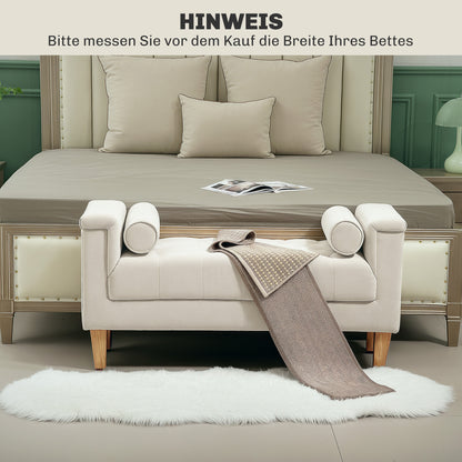Schoenenbank – Opbergbank – Zitbank – Schoenenkast – Bankje – Gestoffeerd Chenille – Met Zitkussen en Bergruimte – 115x44x58 cm – Houten Frame – Beige
