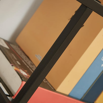 Boekenkast – Boekenrek – Opbergkast – Smalle Boekenkast – DVD Rek – Metaal – 5 Lagen – Verrijdbaar – 53,8x21,8x152,9 cm – Zwart