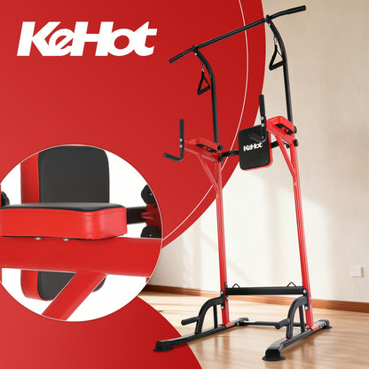 Kehot Adjustable Pull Up Bar Station with 10-Level Height (140-190cm) & Resistance Bands - Heavy-Duty Pull Up & Chin Up Stand Suitable for Home Gym, Fitness Equipment with -Slip Base & Foam Grips, Compact Training System for