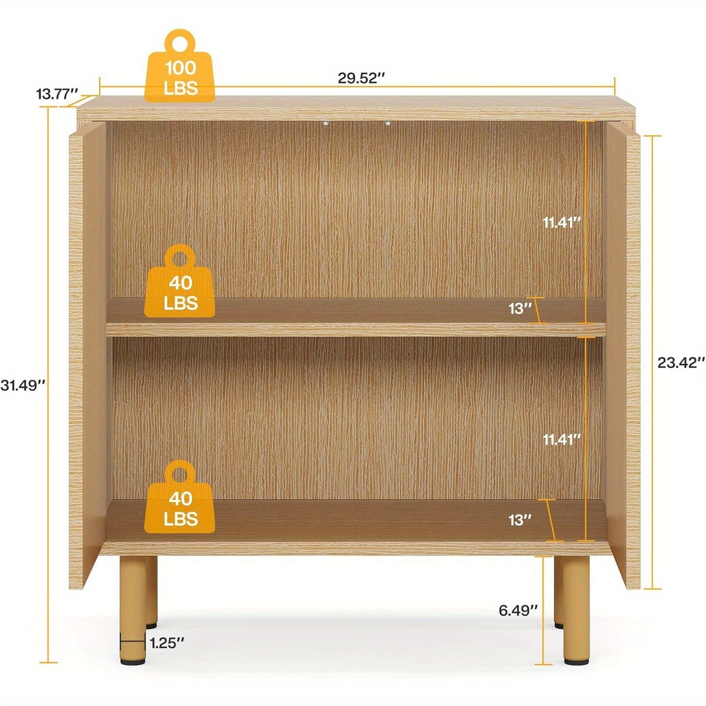 Dressoir – Sideboard – Buffetkast – Opbergkast – Kast – Hout – Compact Formaat 75x35x60 cm – Anti-Omvalbeveiliging & Veermechanisme Deuren