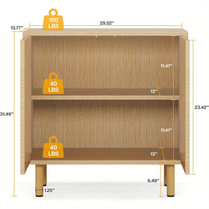 Dressoir – Sideboard – Buffetkast – Opbergkast – Kast – Hout – Compact Formaat 75x35x60 cm – Anti-Omvalbeveiliging & Veermechanisme Deuren