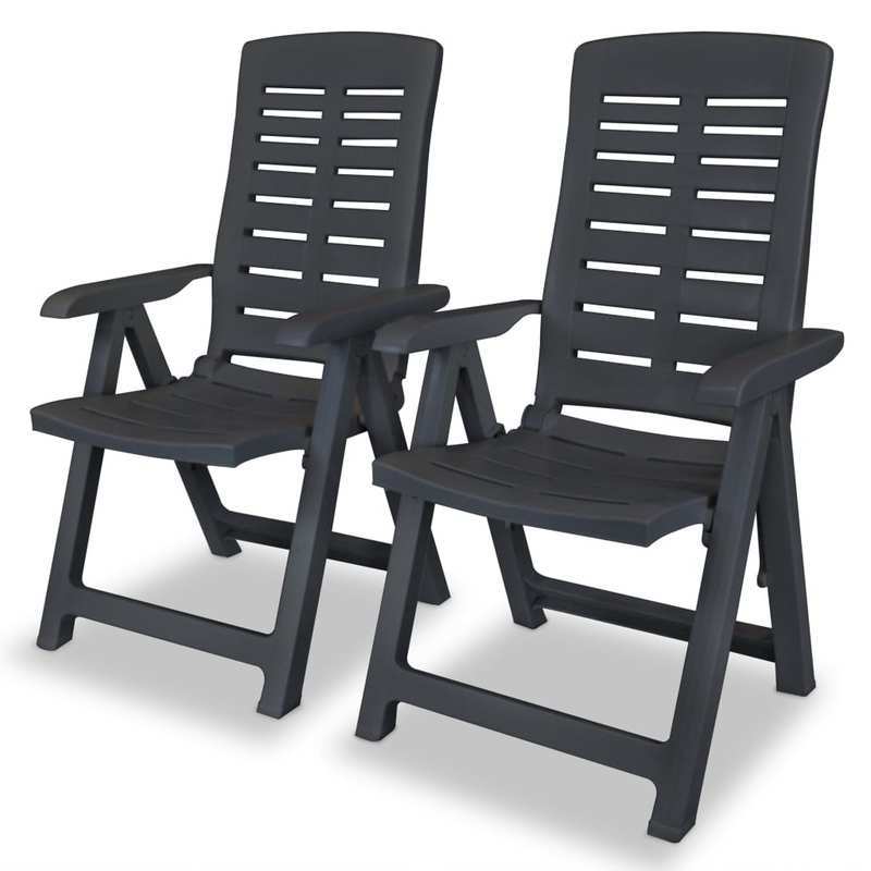 Tuinstoel – Tuinstoel – Ligstoel – Campingstoel – Loungestoel – Verstelbaar – Duurzaam Kunststof – Set van 2 – Smoke Grey