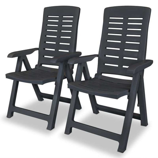 Tuinstoel – Tuinstoel – Ligstoel – Campingstoel – Loungestoel – Verstelbaar – Duurzaam Kunststof – Set van 2 – Smoke Grey