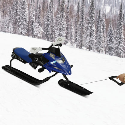 Slee – Sneeuwslee – Skibob – Bobslee – Kinderslee – Stevig IJzeren Frame – Verstelbare Zitting met Remmen – 124 cm – Blauw