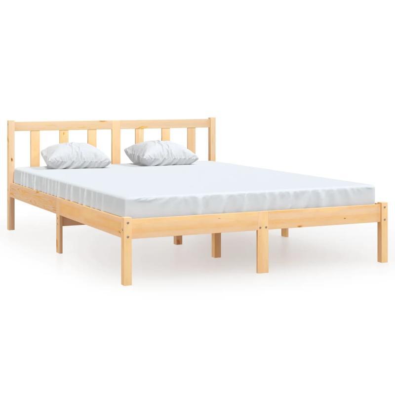 Modern Minimalist Small Double Bed Frame - Heavy-Duty Hardwood Construction, Easy Assembly, Space-Saving Design for Studios, Guest Rooms, Compact Living Spaces - Durable Wooden Furniture, Studio Bedding Solution, Contemporary