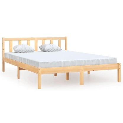 Modern Minimalist Small Double Bed Frame - Heavy-Duty Hardwood Construction, Easy Assembly, Space-Saving Design for Studios, Guest Rooms, Compact Living Spaces - Durable Wooden Furniture, Studio Bedding Solution, Contemporary